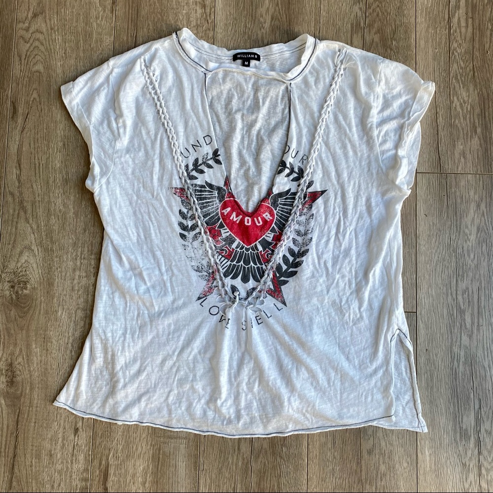 WILLIAM B SZ M OPEN KEY HOLE AMOUR WHITE TEE